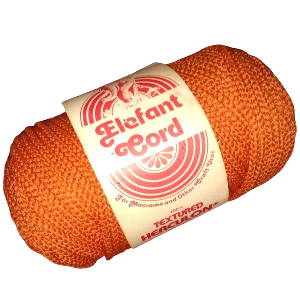 Vintage Macrame Elefant Cord 100% Textured Orange Olefin Herculon 100 yds 5-6mm